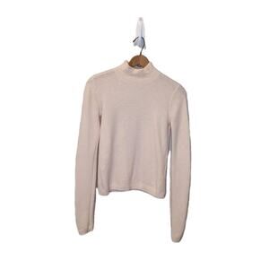 Vince Pink Cashmere Wool Mock Neck Waffle Knit Sweater Size Small Quiet Luxury